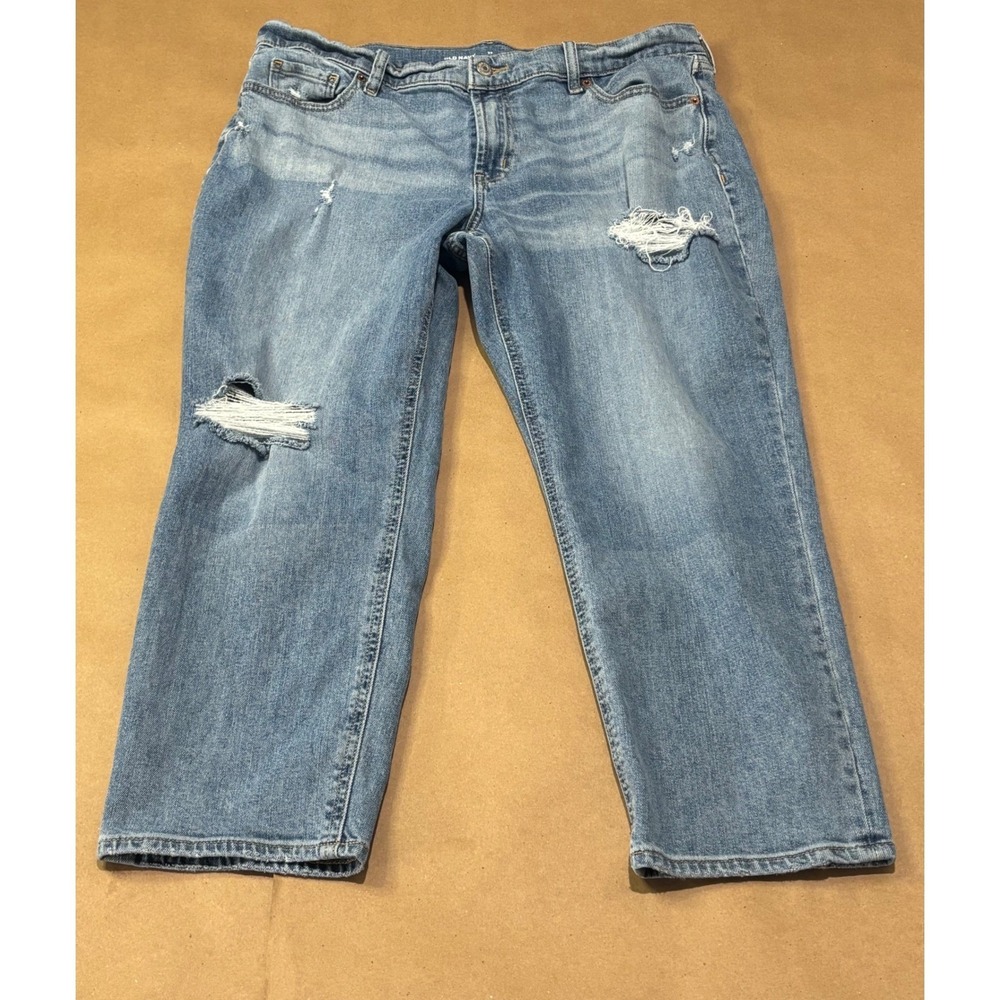 Old Navy Blue Boyfriend Jeans Women 12 Petite